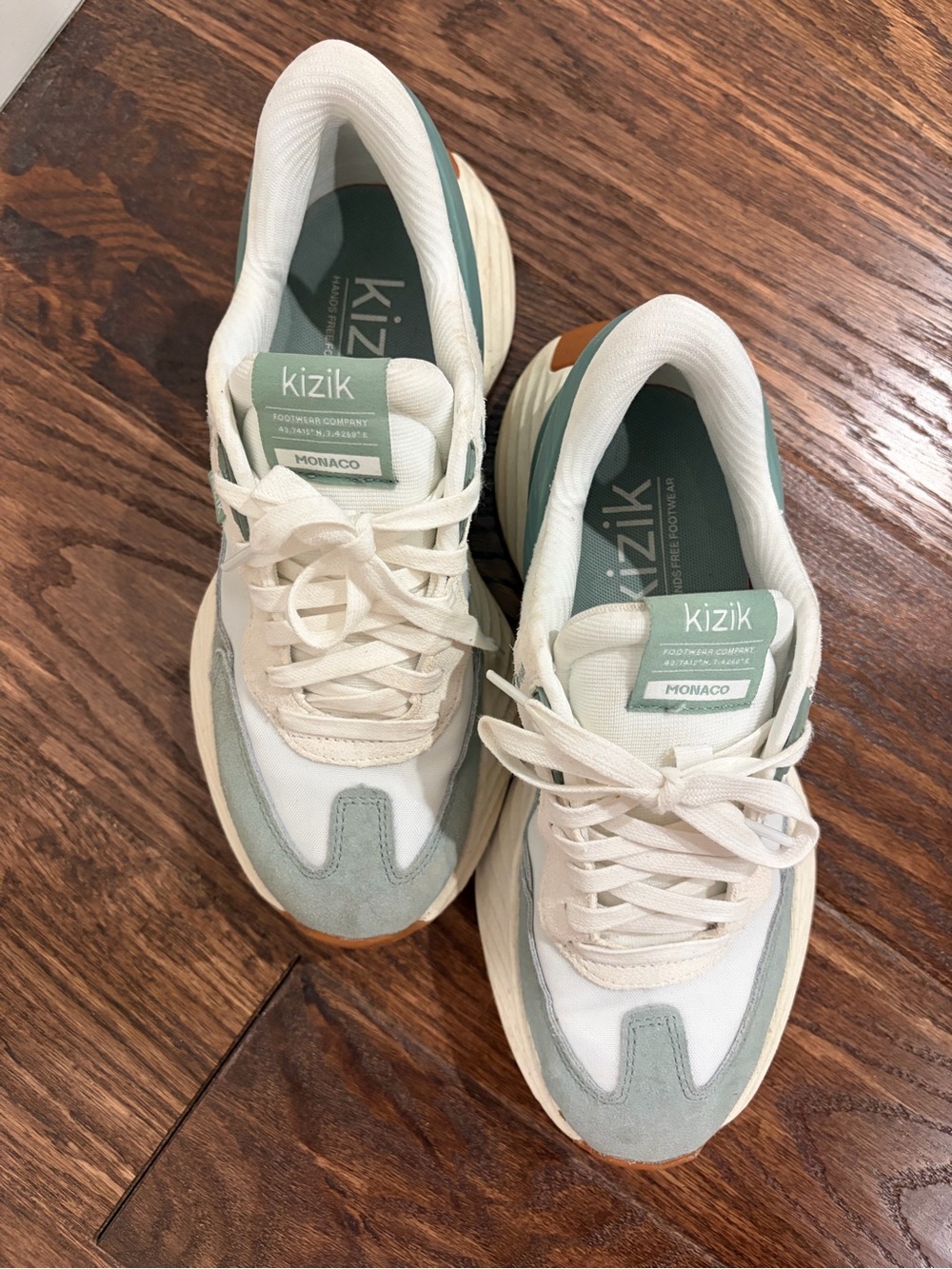 Kizik Monaco Women's Green & White Slip-On Sneakers